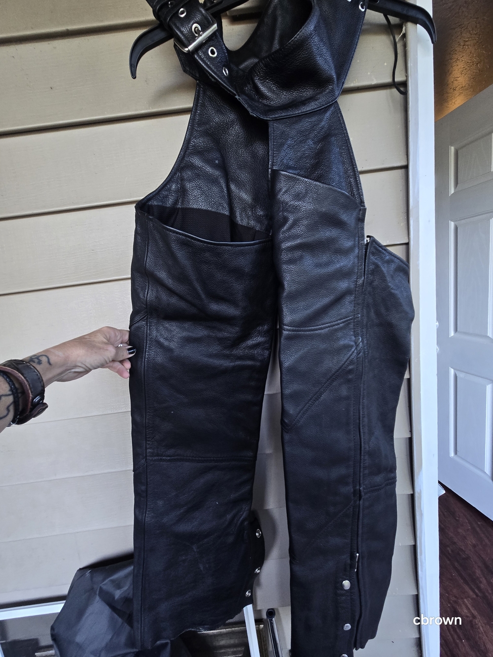 Black Leather Motorcycle Chaps - Classic Biker Style